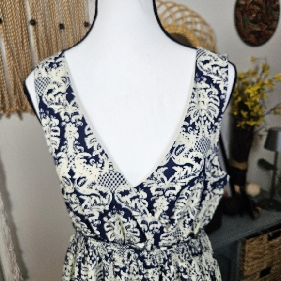 Sundays in Brooklyn Sing-The-Blues Away Nude Lace Maxi Dress Sz L boho - Picture 4 of 12